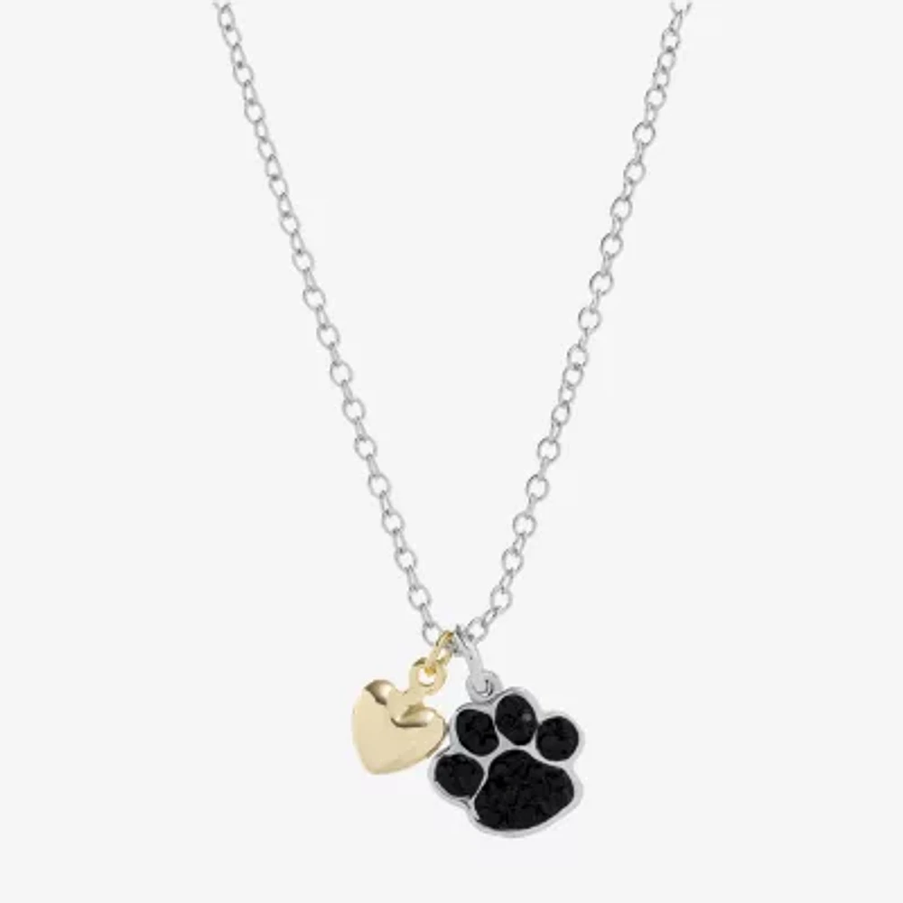 Sparkle Allure Dog Paw Womens Black Crystal 14K Gold Over Brass Pure Silver Over Brass Heart Pendant Necklaces