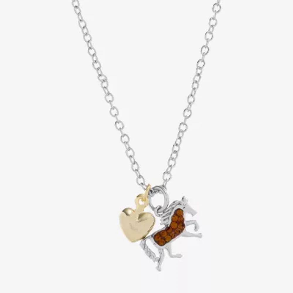 Sparkle Allure Horse Crystal 14K Gold Over Brass Pure Silver Over Brass 16 Inch Cable Pendant Necklace