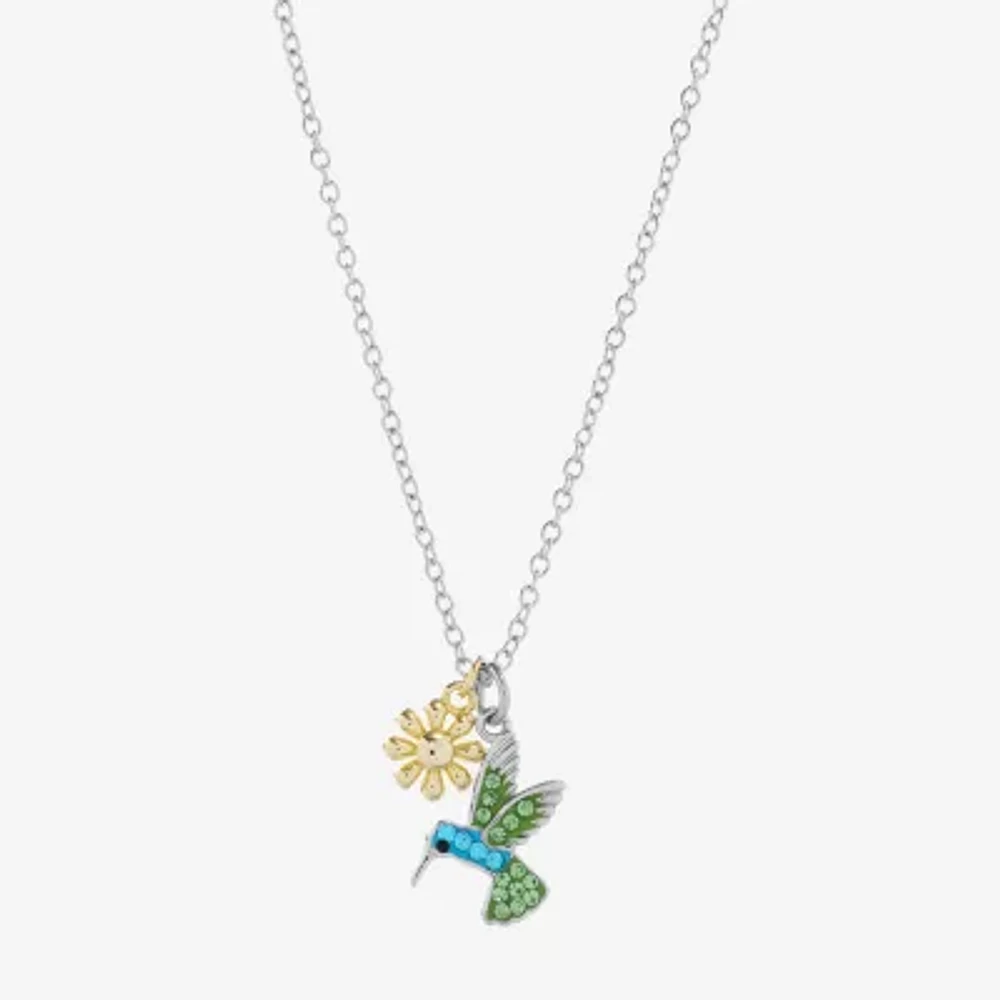 Sparkle Allure Womens Multi Color Crystal 14K Gold Over Brass Pure Silver Over Brass Flower Pendant Necklaces