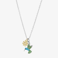 Sparkle Allure Womens Multi Color Crystal 14K Gold Over Brass Pure Silver Over Brass Flower Pendant Necklaces