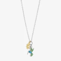 Sparkle Allure Womens Multi Color Crystal 14K Gold Over Brass Pure Silver Over Brass Flower Pendant Necklaces