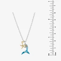 Sparkle Allure Mermaid Tail And Starfish Womens Multi Color Crystal 14K Gold Over Brass Pure Silver Over Brass 16 Inch Pendant Necklace