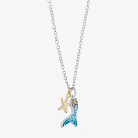 Sparkle Allure Mermaid Tail And Starfish Womens Multi Color Crystal 14K Gold Over Brass Pure Silver Over Brass 16 Inch Pendant Necklace