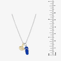 Sparkle Allure Flip Flop And Seashell Womens Blue Crystal 14K Gold Over Brass Pure Silver Over Brass Pendant Necklaces