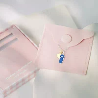 Sparkle Allure Flip Flop And Seashell Womens Blue Crystal 14K Gold Over Brass Pure Silver Over Brass Pendant Necklaces