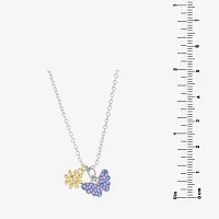 Sparkle Allure Womens Pink Crystal 14K Gold Over Brass Pure Silver Over Brass Butterfly Flower Pendant Necklaces