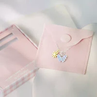 Sparkle Allure Womens Pink Crystal 14K Gold Over Brass Pure Silver Over Brass Butterfly Flower Pendant Necklaces