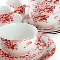 Elama Traditional Rose 16-pc. Stoneware Dinnerware Set