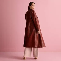 Bold Elements x Ally Brooke Womens Plus Faux Leather Lightweight Trench Coat