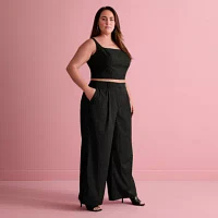 Bold Elements x Ally Brooke Womens Plus Wide Leg Pleated Pant