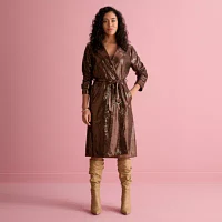 Bold Elements x Ally Brooke Womens Belted Sequin Lightweight Trench Coat