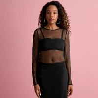 Bold Elements x Ally Brooke Womens Boat Neck Long Sleeve Loose Fit Layered Top