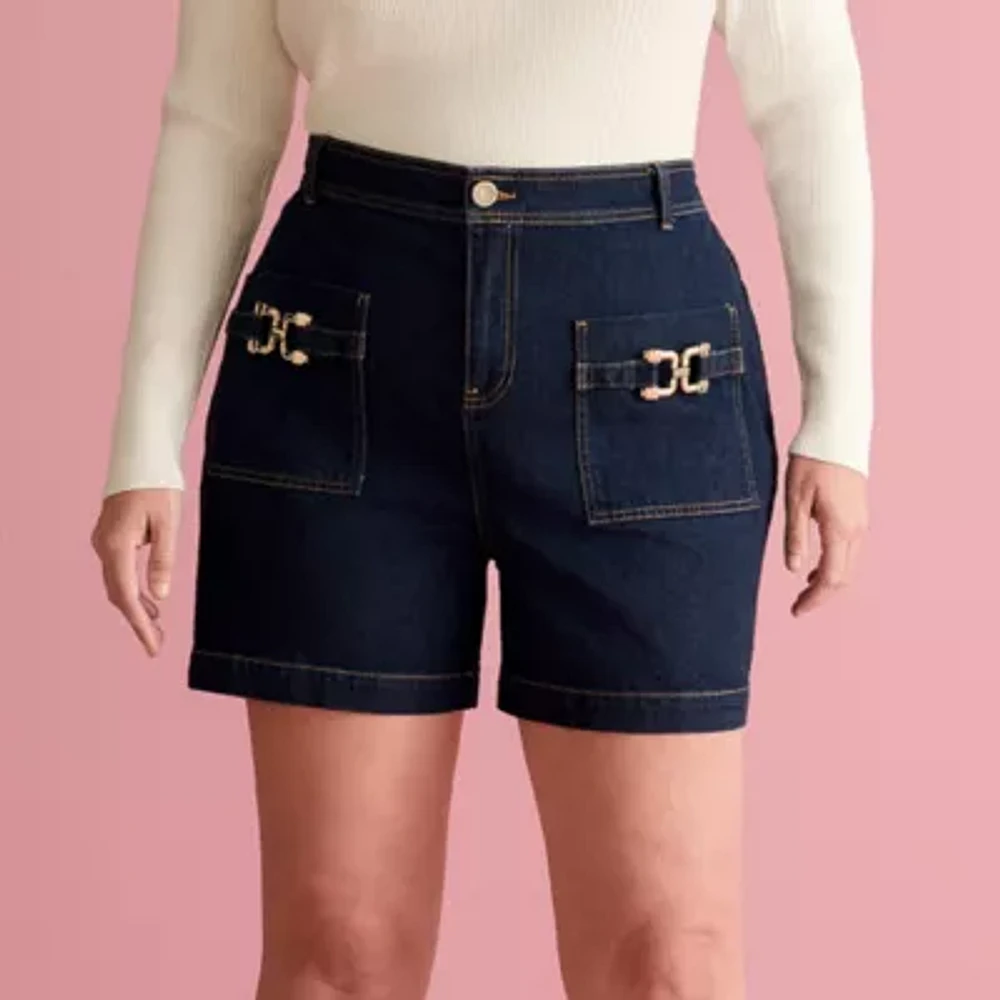 Bold Elements x Ally Brooke Womens-Plus High Rise Denim Short