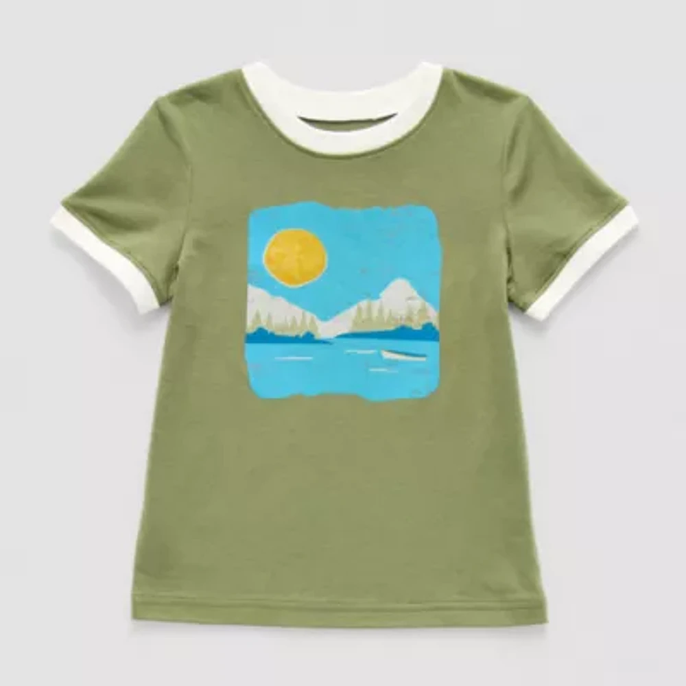 Okie Dokie Toddler & Little Boys Crew Neck Short Sleeve Graphic T-Shirt