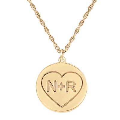 Personalized Couples Engraved Initial Pendant Necklace