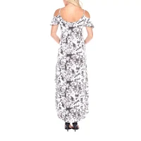 White Mark-Plus Maternity Short Sleeve Tie-dye Maxi Dress