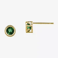 Genuine Emerald 14K Gold Stud Earrings