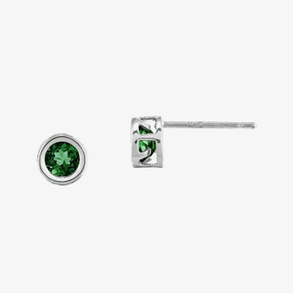 Genuine Emerald 14K Gold Stud Earrings