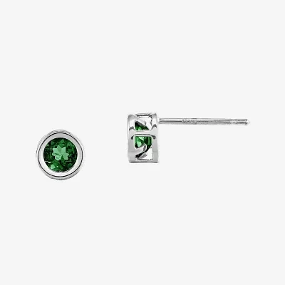 Genuine Emerald 14K Gold Stud Earrings