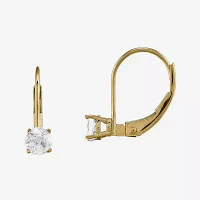 Genuine White Topaz 14K Yellow Gold Drop Earrings