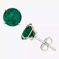 Lab Created Green Emerald 10K Gold 6mm Stud Earrings