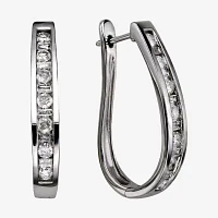 1 CT.T.W. Natural Diamond 10K White Gold Hoop Earrings