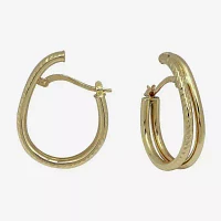 14K Yellow Gold Split Oval Hoop Earrings