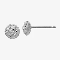 14K White Gold 6mm Round Stud Earrings