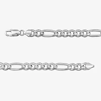 Made in Italy Sterling Silver 8 1/2 Inch Solid Figaro Chain Bracelet