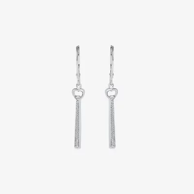 Linear 1/10 CT. T.W. Natural White Diamond Sterling Silver Drop Earrings