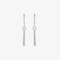 Linear 1/ CT. T.W. Natural Diamond Sterling Silver Drop Earrings