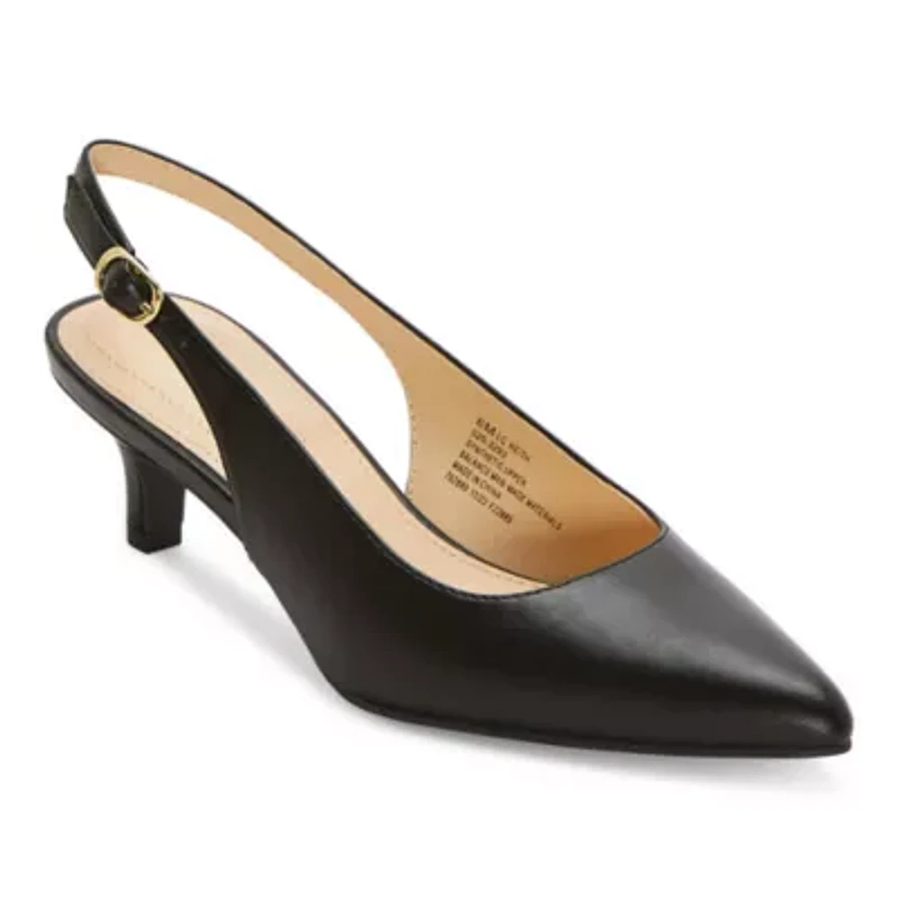 Liz Claiborne Womens Keith Pointed Toe Kitten Heel Pumps