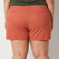 a.n.a Womens Mid Rise 4 1/2" Chino Short-Plus