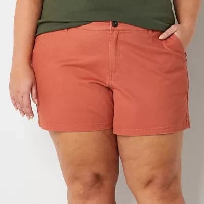 a.n.a Womens Mid Rise 4 1/2" Chino Short-Plus