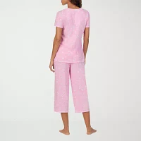 Cuddl Duds Womens 2-pc. V-Neck Short Sleeve Capri Pajama Set