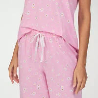 Cuddl Duds Womens 2-pc. V-Neck Short Sleeve Capri Pajama Set