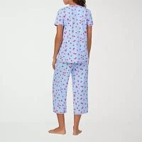 Cuddl Duds Womens V-Neck Short Sleeve 2-pc. Pajama Sets