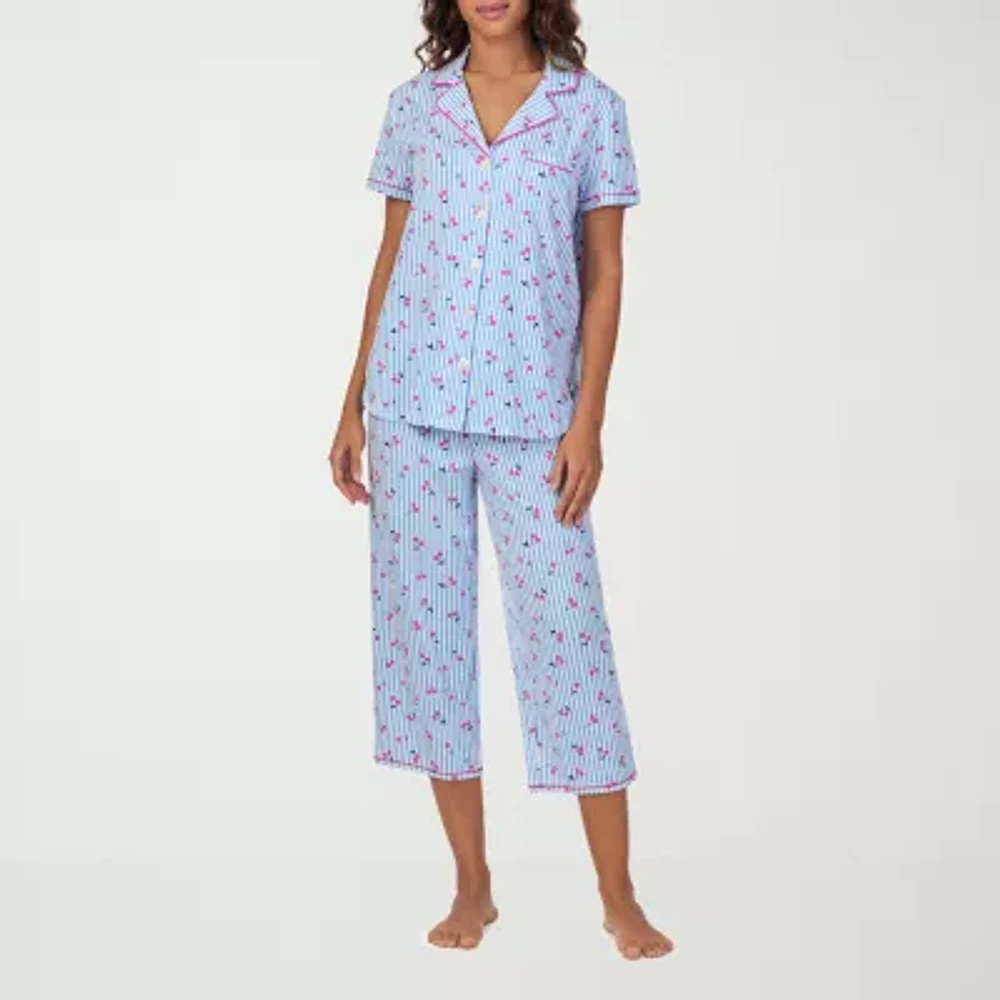 Cuddl Duds Womens 2-pc. Short Sleeve Capri Pajama Set