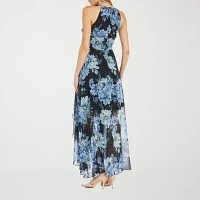 R & M Richards Womens Sleeveless Floral Evening Gown