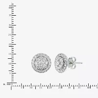 (H-I / Si1-Si2) 1 CT. T.W. Lab Grown White Diamond 10K White Gold 9mm Round Stud Earrings