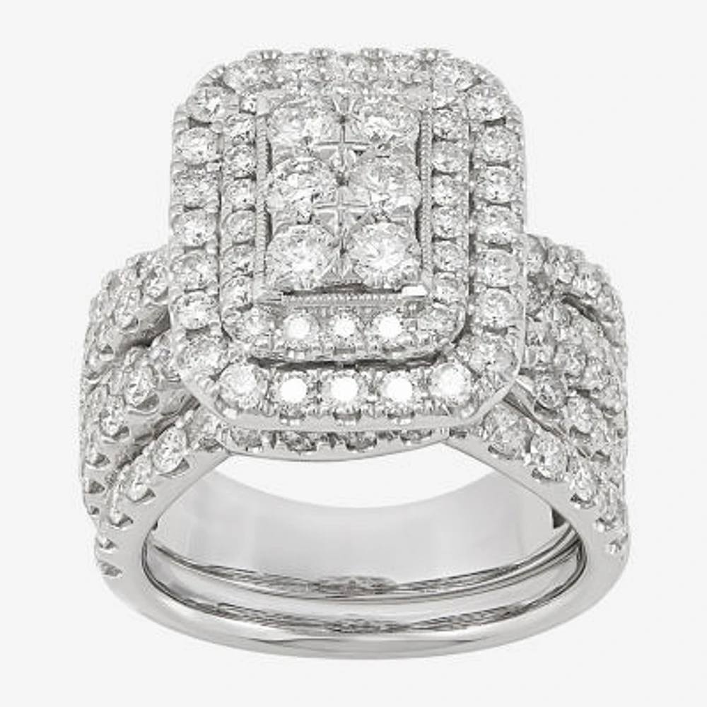 Womens 3 CT. T.W. Natural White Diamond 10K White Gold Bridal Set
