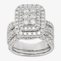 Womens 3 CT. T.W. Natural White Diamond 10K White Gold Bridal Set