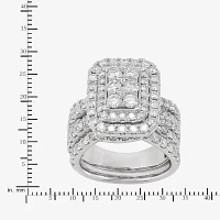 Womens 3 CT. T.W. Natural White Diamond 10K White Gold Bridal Set