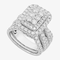 Womens 3 CT. T.W. Natural White Diamond 10K White Gold Bridal Set