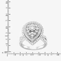 Womens CT. T.W. Natural White Diamond 10K White Gold Pear Engagement Ring