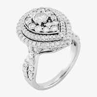 Womens CT. T.W. Natural White Diamond 10K White Gold Pear Engagement Ring