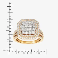 Womens 2 CT. T.W. Natural White Diamond 10K Gold Cushion Engagement Ring