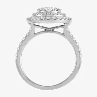 Womens 1 1/ CT. T.W. Natural White Diamond 10K White Gold Oval Engagement Ring