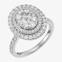 Womens 1 1/ CT. T.W. Natural White Diamond 10K White Gold Oval Engagement Ring