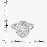 Womens 1 CT. T.W. Natural White Diamond 10K White Gold Oval Engagement Ring